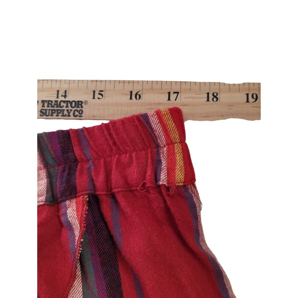 R Cinco Ranch Skirt L Asymmetrical Hem Faux Wrap Red Stripe Elastic Waist Ruffle - Picture 9 of 13